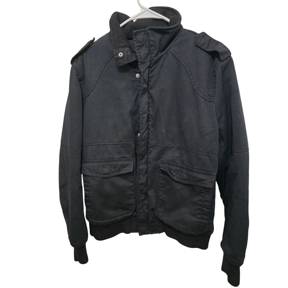 H & M Men's‎ Black Heavy Cotton Jacket With Zipper & Button Closure Size 40R